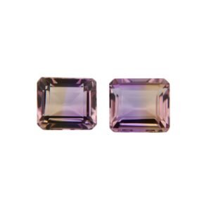 Ametrine – Emerald Cut (Pair) – 11.8 x 10.5 mm – 15.67 ct
