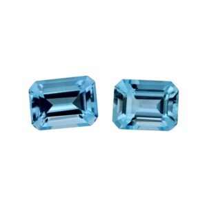 Aquamarine – Emerald Cut – 8 x 6 mm (Dark Blue)