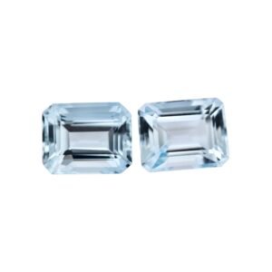 Aquamarine – Emerald Cut (Pair) – 10 x 8 mm – 6.88 ct