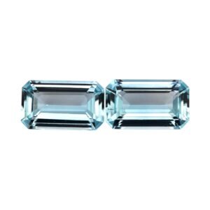 Aquamarine – Emerald Cut ( Pair) – 12.8 x 7.2 mm – 6.97 ct