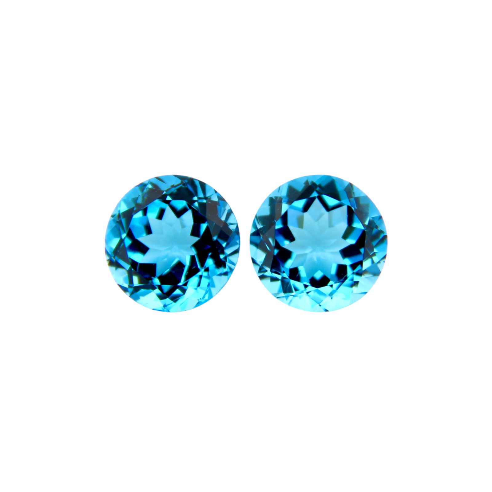 Swiss Blue Topaz - Round (Pair) - 11.5 mm - 13.23 ct